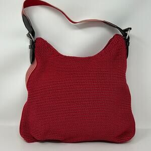 Coldwater Creek Women's Red Woven Shoulder Nautical Hobo Purse Bag